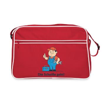Reparaturheld im Blaumann. Endlich funktioniert es - Retro Tasche - Rot/Weiß - Vorne