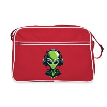 Alien avec casque – Design techno minimaliste - Sac Retro - rouge/blanc - Devant