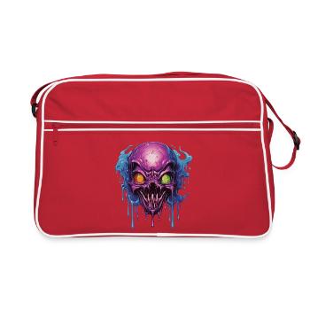 Crâne psychédélique en violet et bleu - Sac Retro - rouge/blanc - Devant