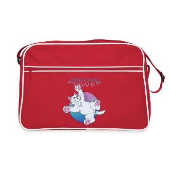 Meow Power Cat With Neon Text - Retro Bag - red/white - Front