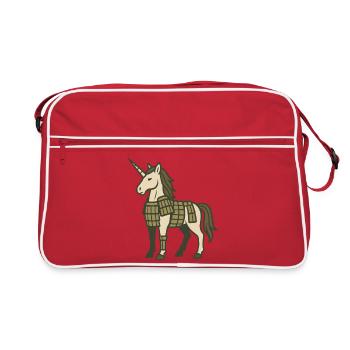 Samurai Armor Unicorn Warrior Fantasy Design - Retro Bag - red/white - Front