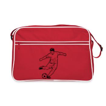 Joueur de football, tir et porteur de buts - Sac Retro - rouge/blanc - Devant