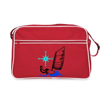 Optimist Opti Segelboot Segeln Kinder Regatta - Retro Tasche - Rot/Weiß - Vorne
