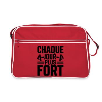Fitness Motivation – Chaque jour plus fort - Sac Retro - rouge/blanc - Devant