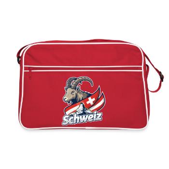 Bouquetin alpin avec drapeau suisse - Sac Retro - rouge/blanc - Devant