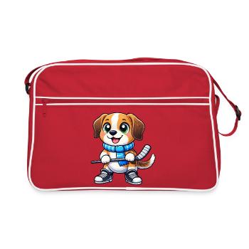 Süßer Beagle Eishockeyspieler Cartoon Kinder Sport - Retro Bag - red/white - Front