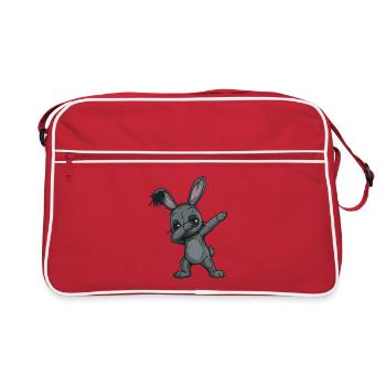 Patchwork Bunny Doodle - Retro Bag - red/white - Front