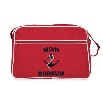 Moin Borkum – Maritimes Anker-Design - Retro Tasche - Rot/Weiß - Vorne