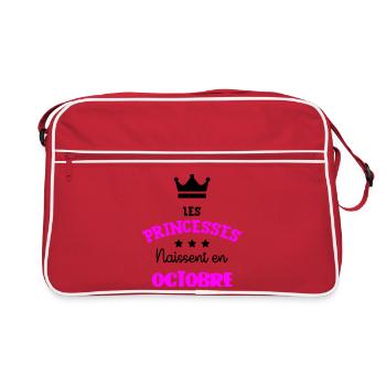 Prinzessin geboren im Oktober Geburtstagsgeschenk - Retro Tasche - Rot/Weiß - Vorne