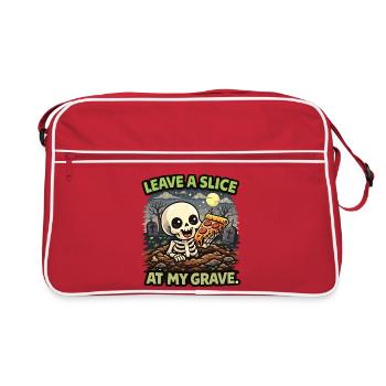Skeleton slice of pizza at the grave - Retro Bag - red/white - Front