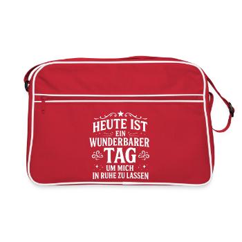 Lass mich in Ruhe Statement Spruch - Retro Tasche - Rot/Weiß - Vorne