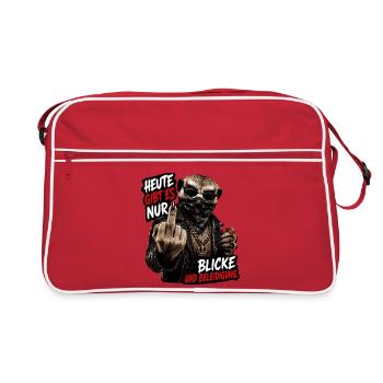 Blicke und Beleidigung - Retro Tasche - Rot/Weiß - Vorne
