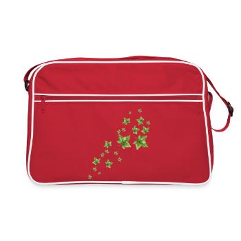 Floating ivy leaves watercolor illustration - Retro Bag - red/white - Front