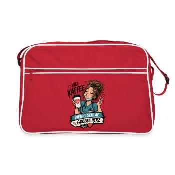 Wenig Schlaf Großes Herz – Krankenschwester - Retro Tasche - Rot/Weiß - Vorne