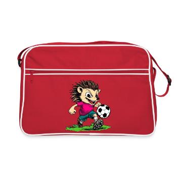 Fussball Igel - Retro Tasche - Rot/Weiß - Vorne