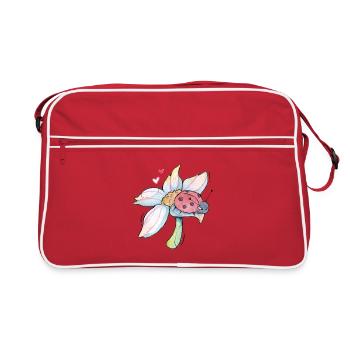 Douce Lucky Charm Ladybug sur fleur - Sac Retro - rouge/blanc - Devant