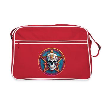 Crâne avec capuche colorée avec éléments décoratifs - Sac Retro - rouge/blanc - Devant