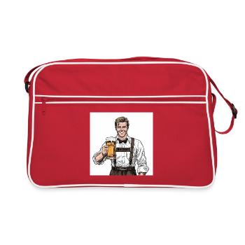Bierjager im Lederhosen - Retro Tasche - Rot/Weiß - Vorne