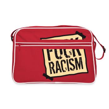 zettel fuck bann no no racism logo text dagege - Retro Bag - red/white - Front