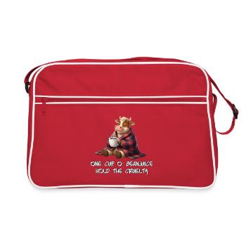 Eine Tasse Kaffee, keine Tierquälerei - Retro Tasche - Rot/Weiß - Vorne