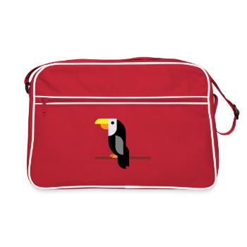 Tukan auf Ast - Retro Tasche - Rot/Weiß - Vorne