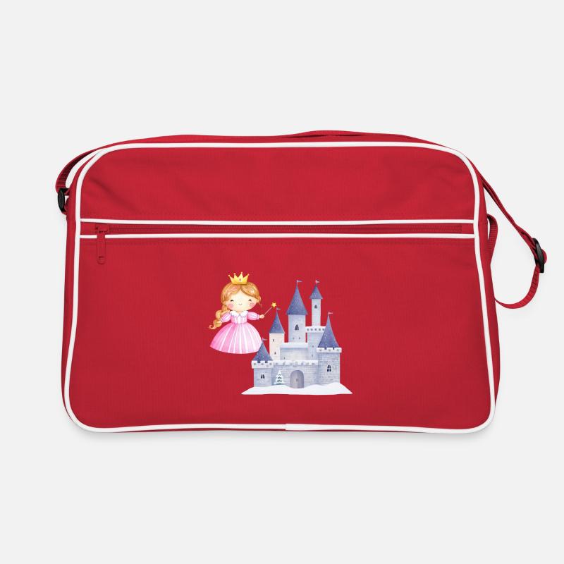 Prinzessin vor Schneeschloss - Retro Tasche - Rot/Weiß