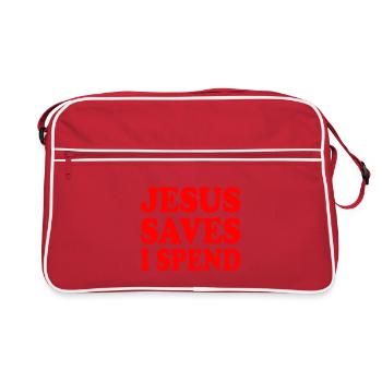 jesus saves i spend - Sac Retro - rouge/blanc - Devant