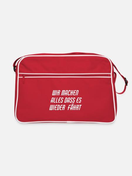 Werkstatt Slogan - Retro Tasche - Rot/Weiß