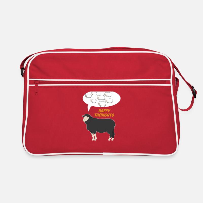 HAPPY THOUGHTS - SHEEP - Retro Tasche - Rot/Weiß