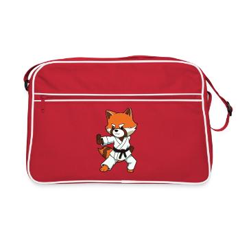 Comic red panda makes karate - Retro Bag - red/white - Front