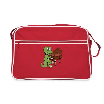 Comic TREX plays piano - Retro Bag - red/white - Front
