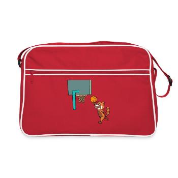 Comic Red Panda plays basketball - Retro Bag - red/white - Front