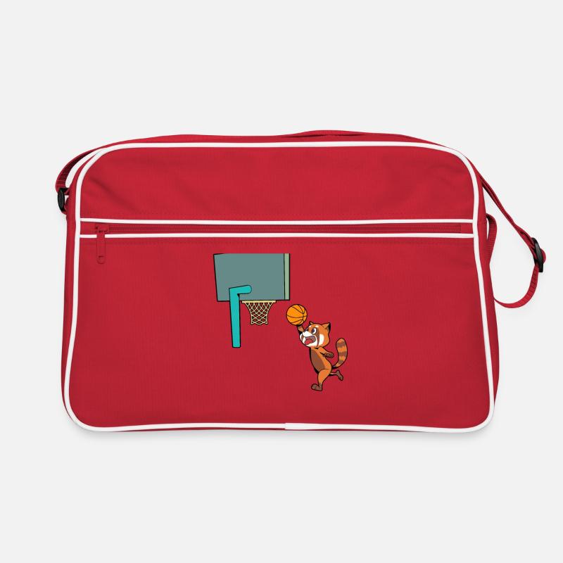 Comic Red Panda plays basketball Retro Bag