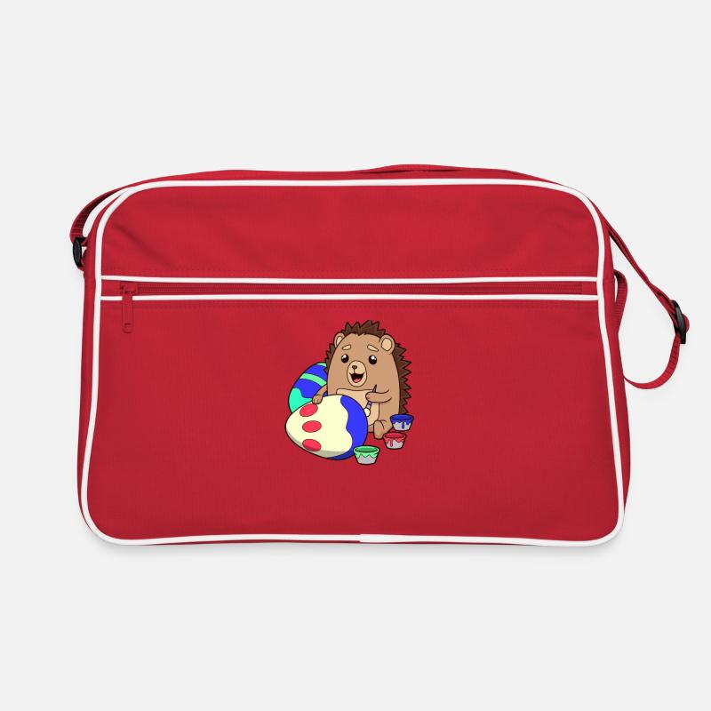 Easter - Sweet hedgehog paints Easter eggs Retro Bag