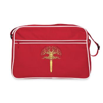 Wikinger Schwert und Yggdrasil - Retro Tasche - Rot/Weiß - Vorne