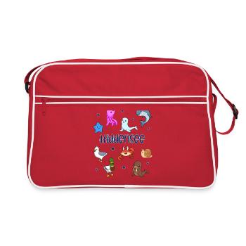 Süße Tiere in Hiddensee - Retro Tasche - Rot/Weiß - Vorne