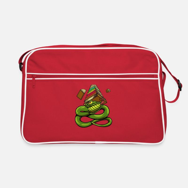 Cartoon Snake with Stack of Books - Bookworm Retro Bag