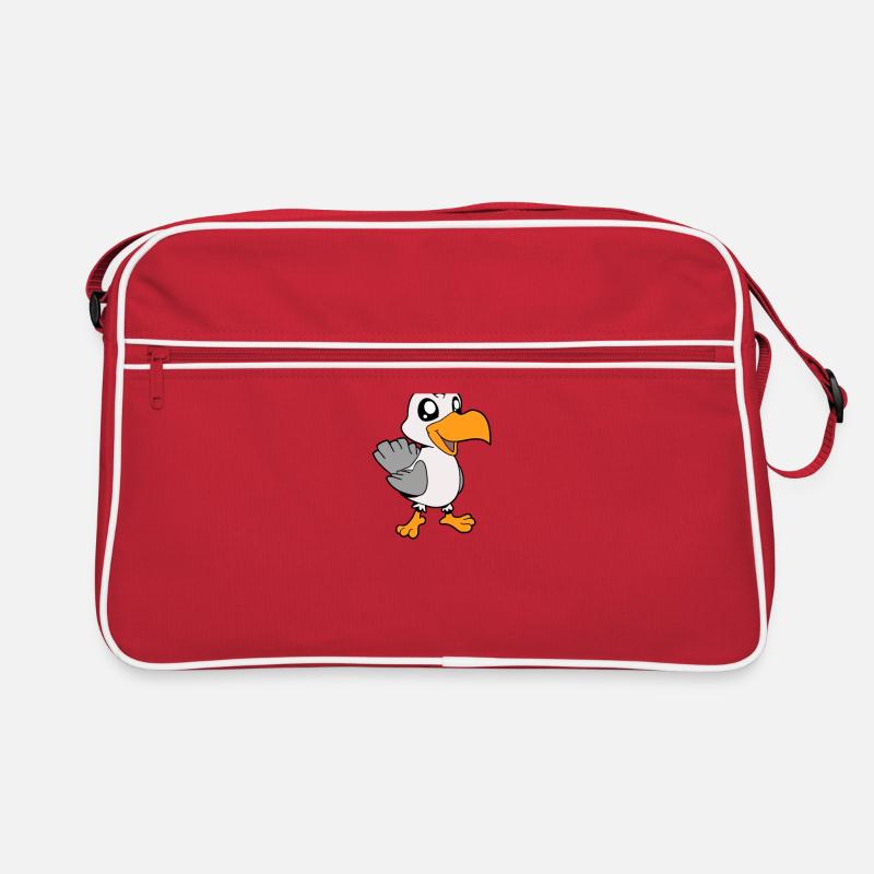 Kawaii Möwe - Retro Tasche - Rot/Weiß