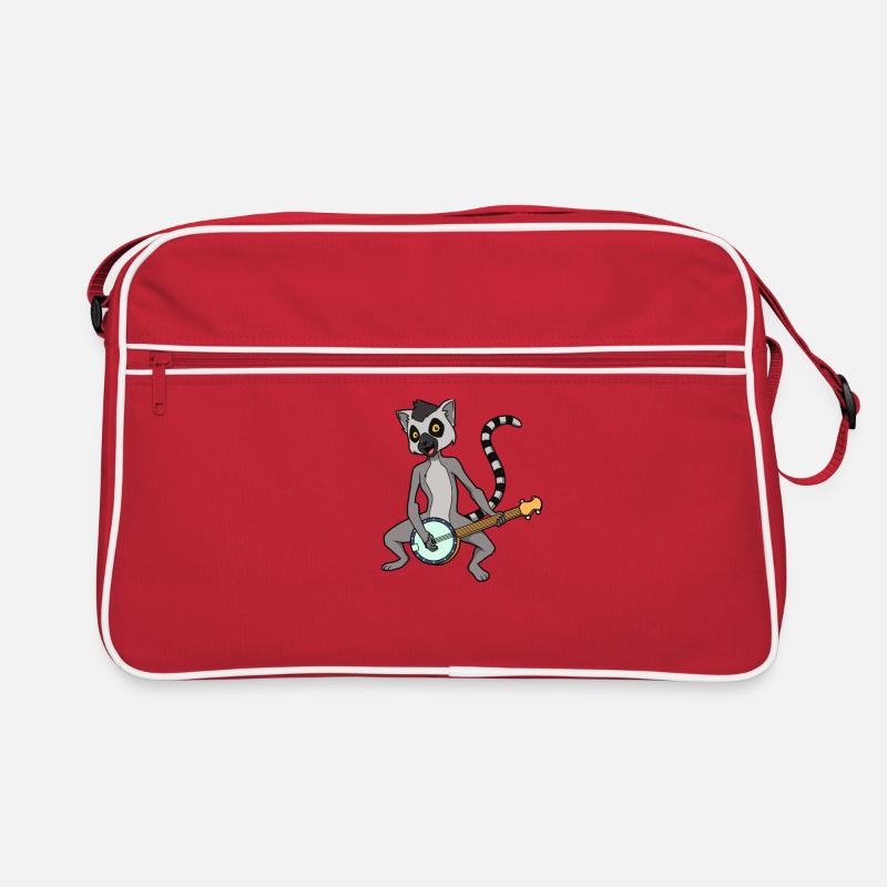 Comic Lemur spielt Banjo Retro Tasche