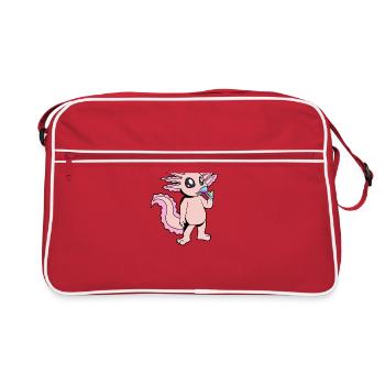 Comic Axolotl déguste un verre de vin - Buveur de vin - Sac Retro - rouge/blanc - Devant