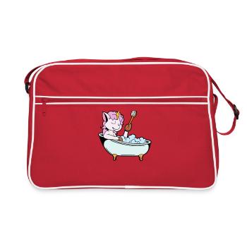 La licorne prend bain dans la baignoire - Sac Retro - rouge/blanc - Devant