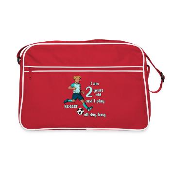 Boy shoots football - I'm 2 years old - Retro Bag - red/white - Front