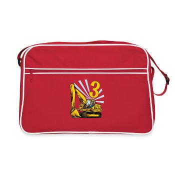 I am 3 - excavator birthday 3 years - Retro Bag - red/white - Front