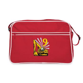 J’ai 9 ans - anniversaire de la pelle 9 ans - Sac Retro - rouge/blanc - Devant