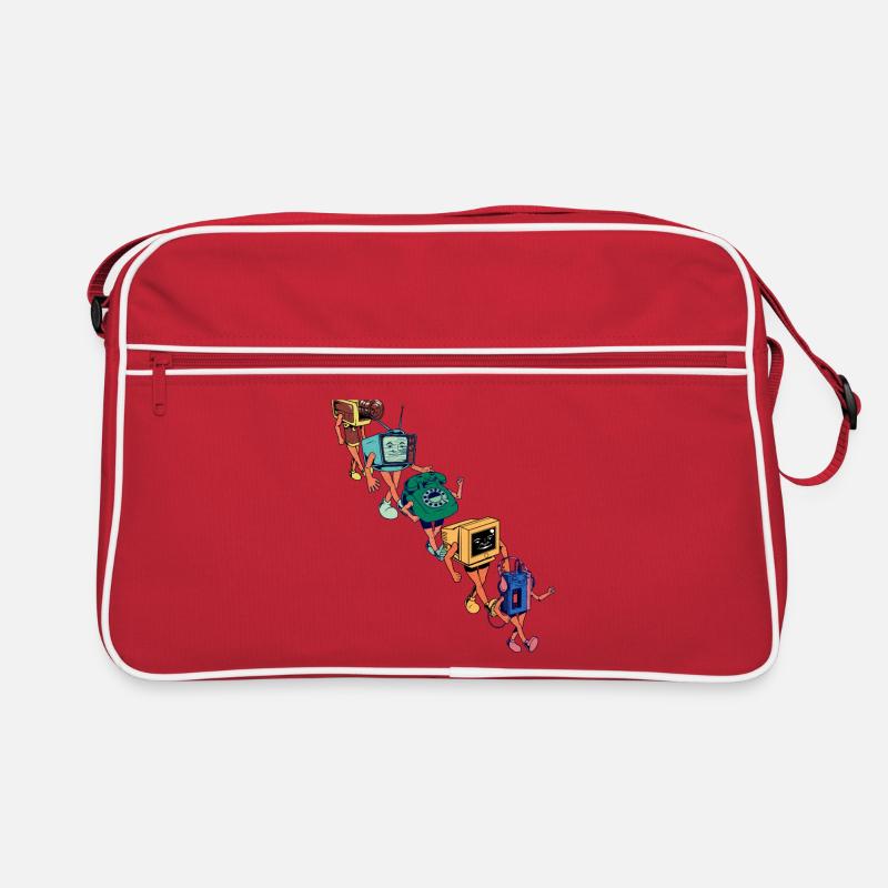 Walkman und Freunde - Never Forget - Retro Tasche - Rot/Weiß