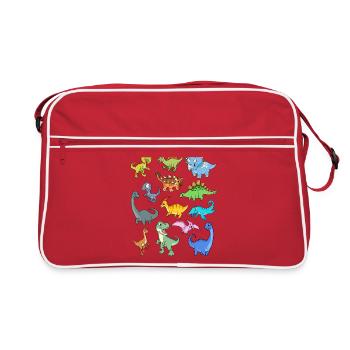 Many kawaii dinosaurs - Retro Bag - red/white - Front