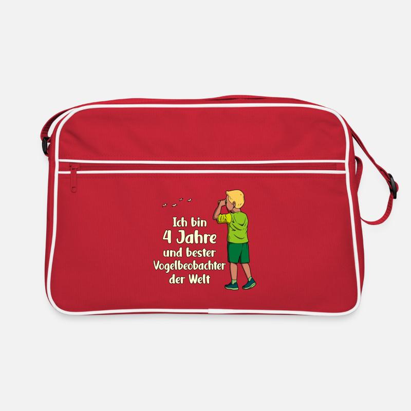 Ich bin 4 - Jungen Vogelbeobachtung Retro Tasche