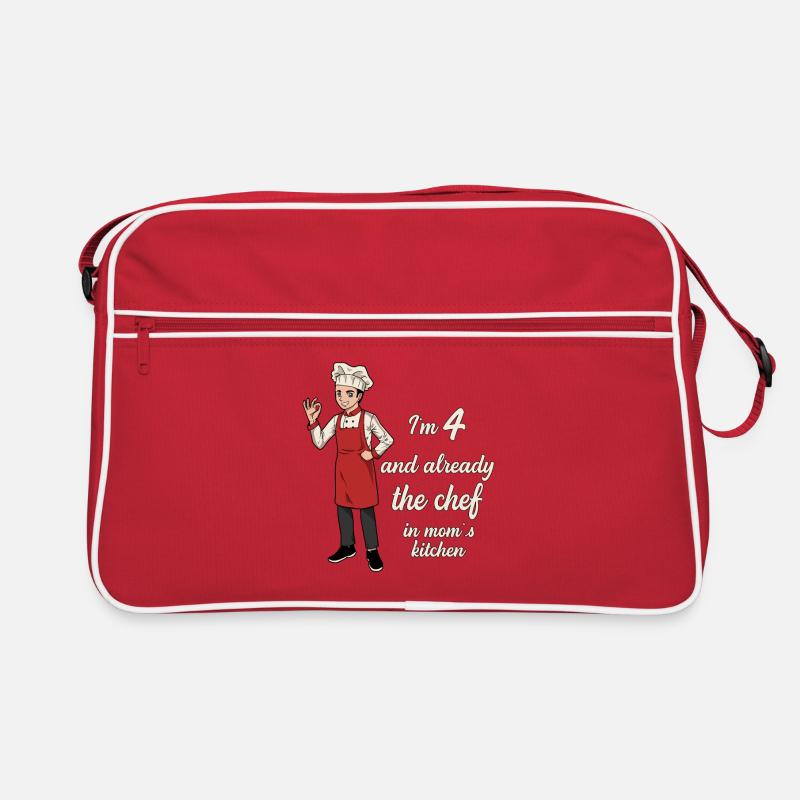 Ich bin 4 - Jungen Koch Retro Tasche