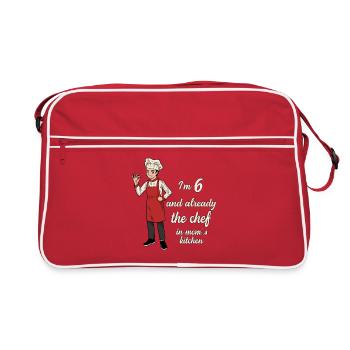 Ich bin 6 - Jungen Koch - Retro Tasche - Rot/Weiß - Vorne