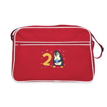 With penguin - children's birthday 2 years - Retro Bag - red/white - Front
